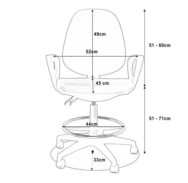 ARGO RING drejelig kontorstol, GRÅ-SORT, ergonomisk, komfortabel