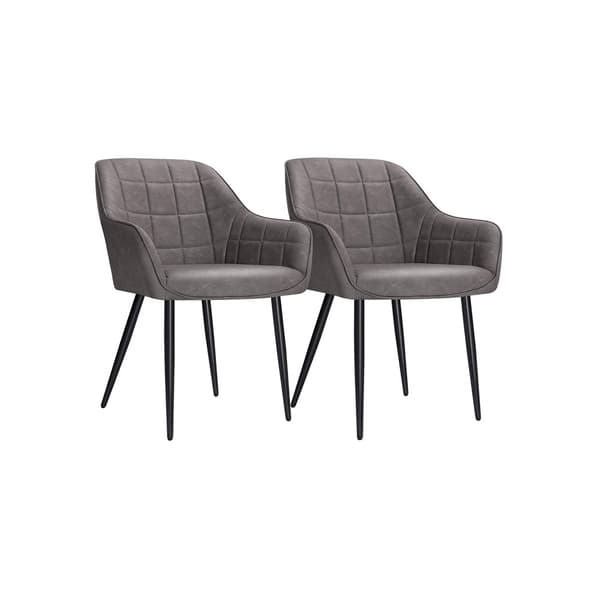 S�t med 2 spisestuestole med gr�t PU betr�k