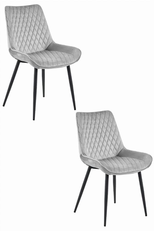 VERDO stol - silvergrå sammet / svarta ben x 2