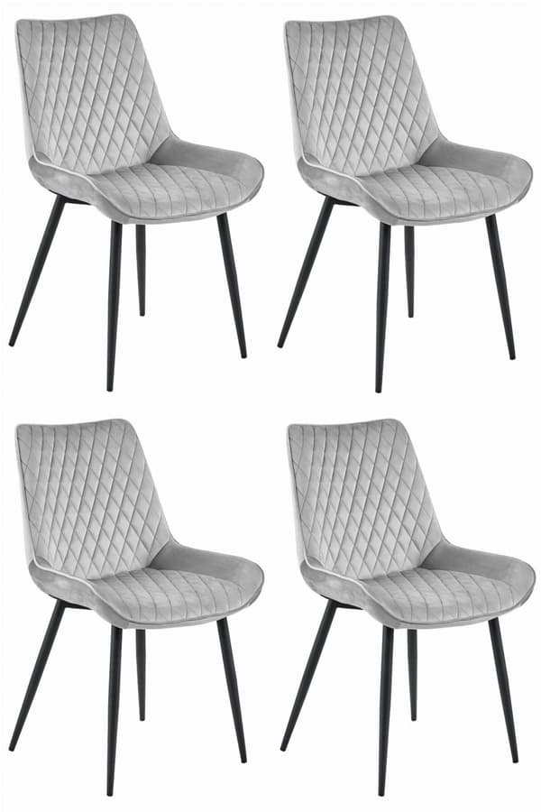 VERDO stol - silvergrå sammet / svarta ben x 4