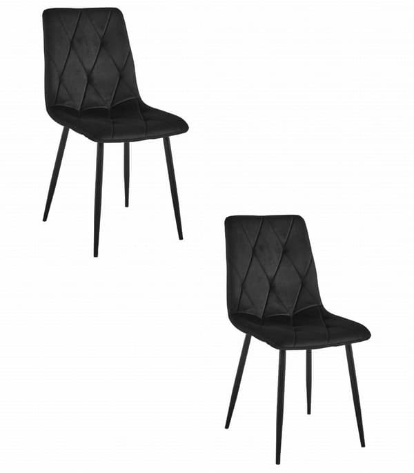 LIBRA stol - svart sammet / svarta ben x 2