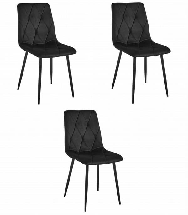 LIBRA stol - svart sammet / svarta ben x 3