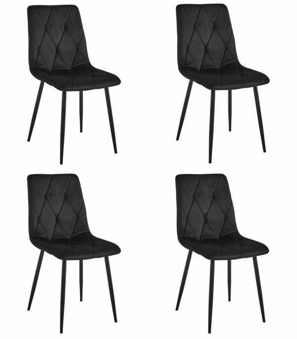 LIBRA stol - svart sammet / svarta ben x 4