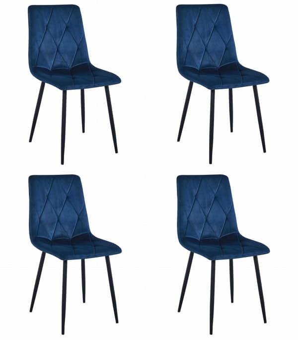 LIBRA stol - marinblå sammet / svarta ben x 4