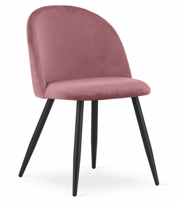 BELLO stol - mörkrosa sammet / svarta ben x 2