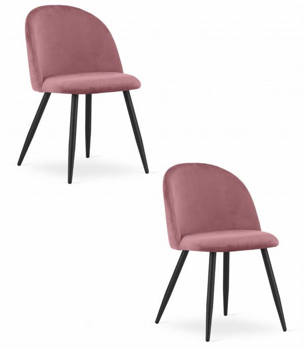 BELLO stol - mörkrosa sammet / svarta ben x 2