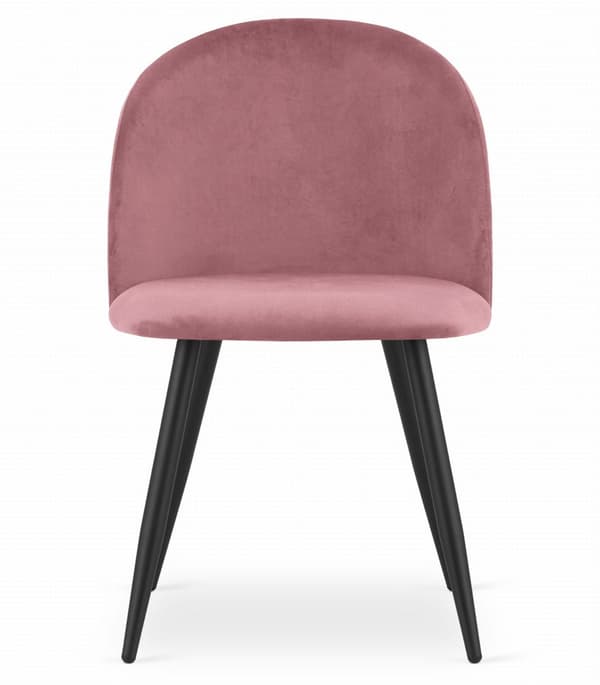BELLO stol - mørkerosa fløjl / sorte ben x 3