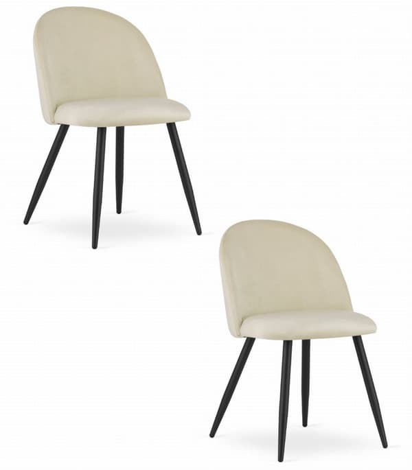 BELLO stol - beige sammet / svarta ben x 2