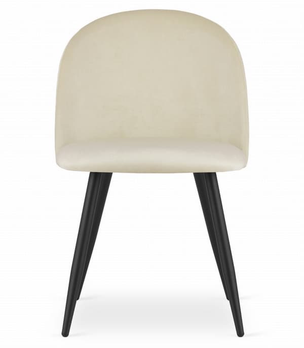 BELLO stol - beige sammet / svarta ben x 3