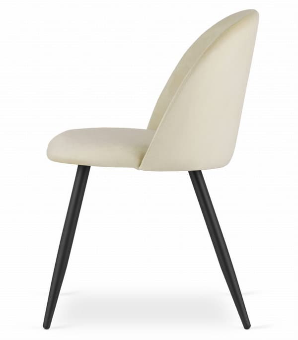 BELLO stol - beige sammet / svarta ben x 3