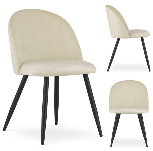BELLO stol - beige sammet / svarta ben x 3