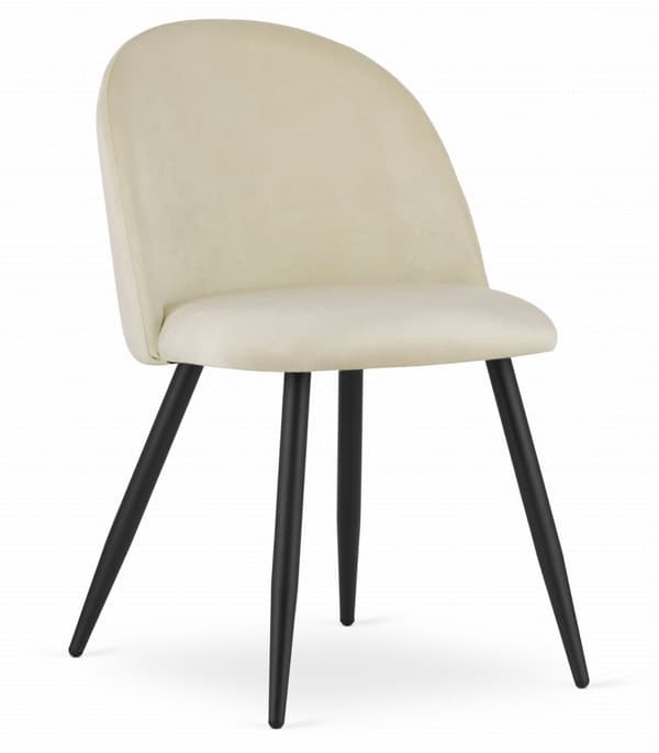 BELLO stol - beige sammet / svarta ben x 3