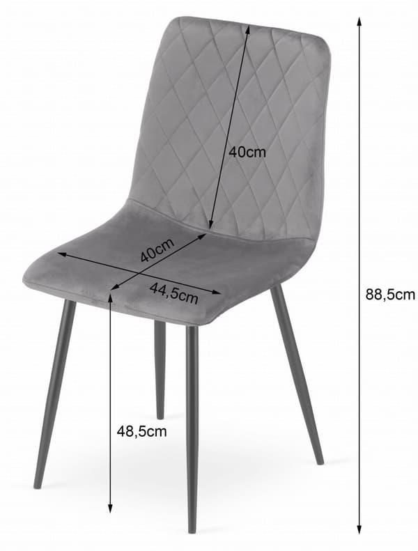 TURIN Stol - Ljusgrå sammet x 4