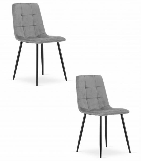KARA stol - ljusgrå sammet / svarta ben x 2