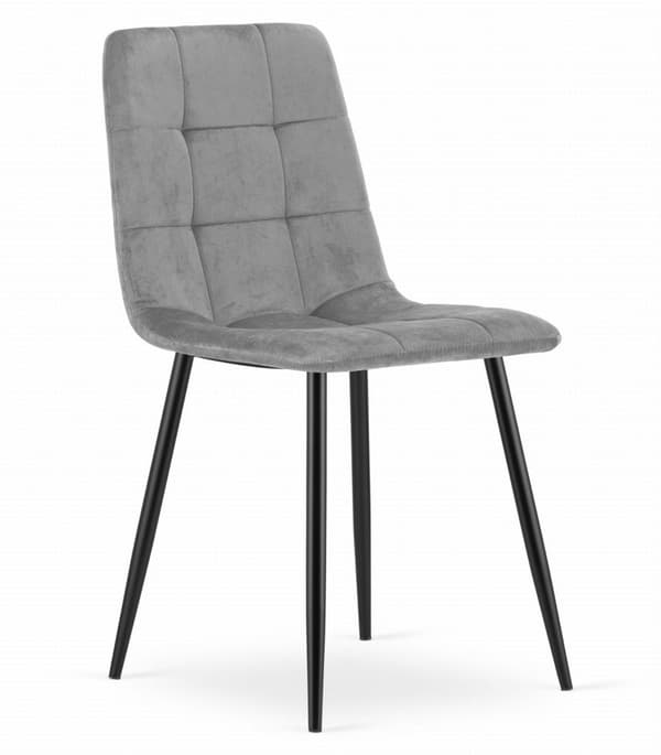 KARA stol - ljusgrå sammet / svarta ben x 4