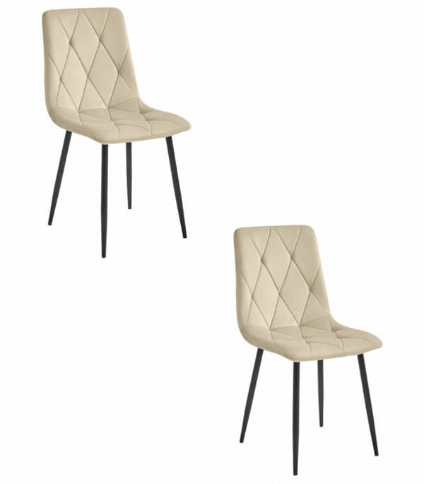 LIBRA stol - cool beige sammet / svarta ben x 2