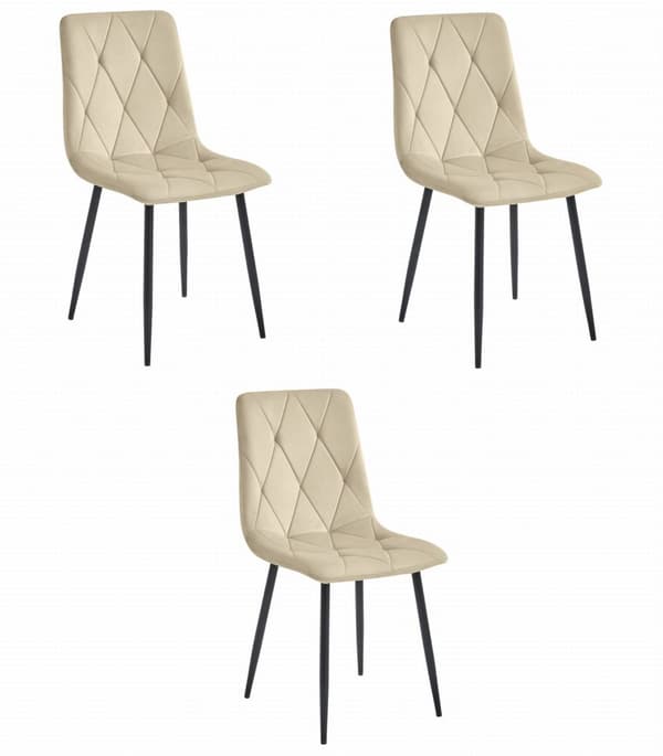 LIBRA stol - cool beige sammet / svarta ben x 3