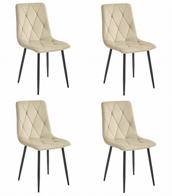 LIBRA stol - cool beige sammet / svarta ben x 4