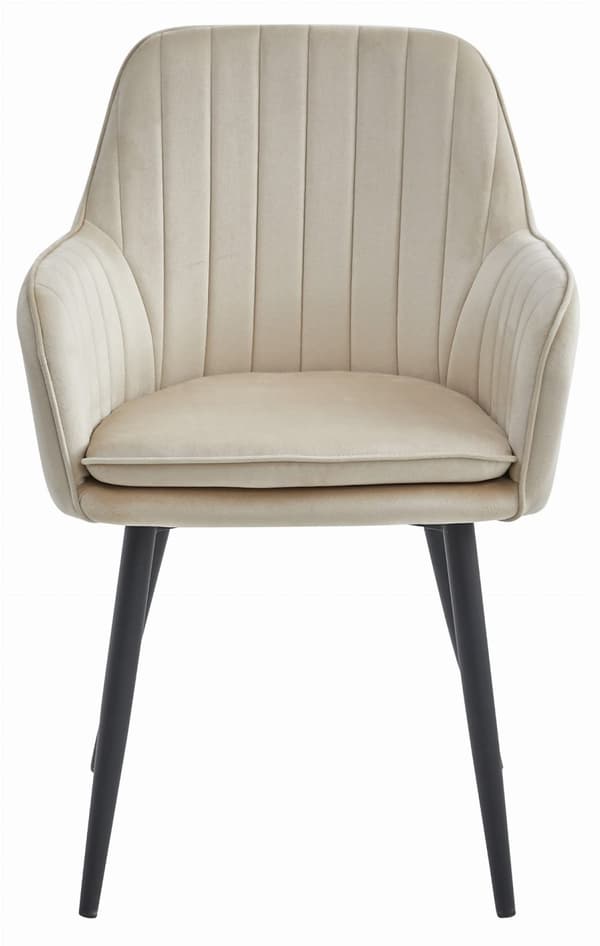 LUGO stol - beige sammet / svarta ben x 1