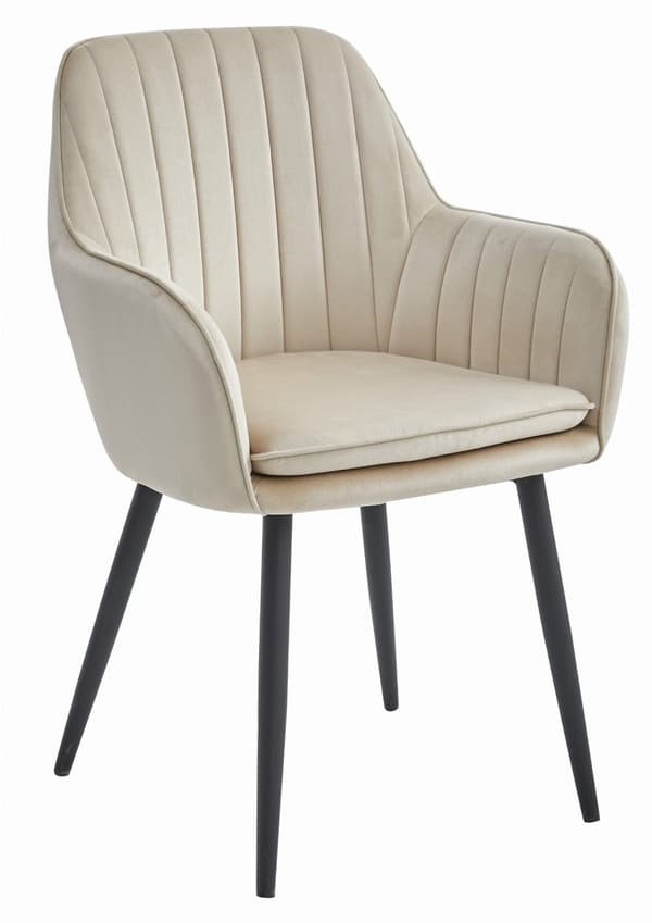 LUGO stol - beige sammet / svarta ben x 1