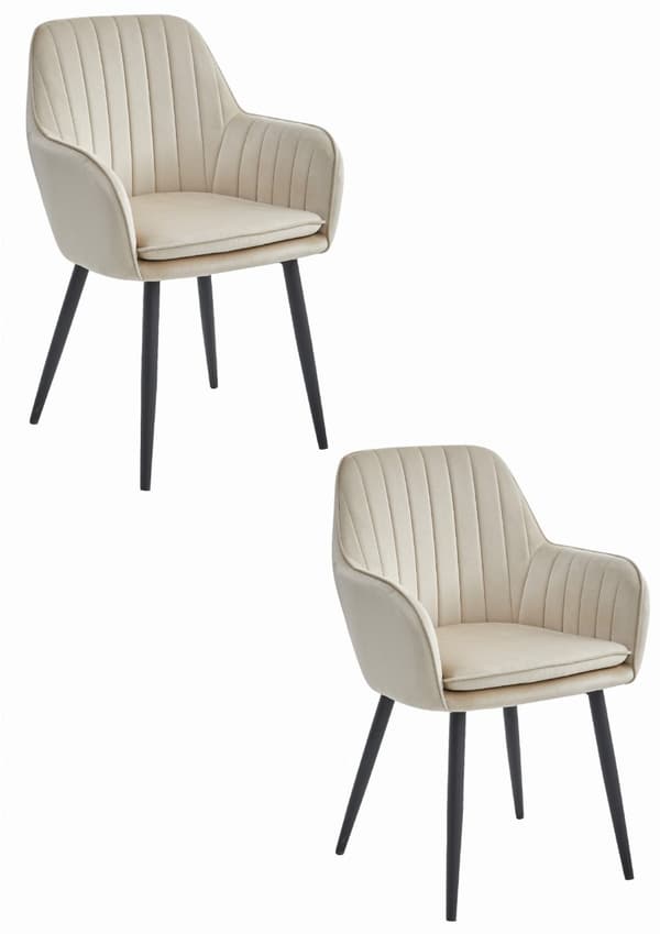 LUGO stol - beige sammet / svarta ben x 2