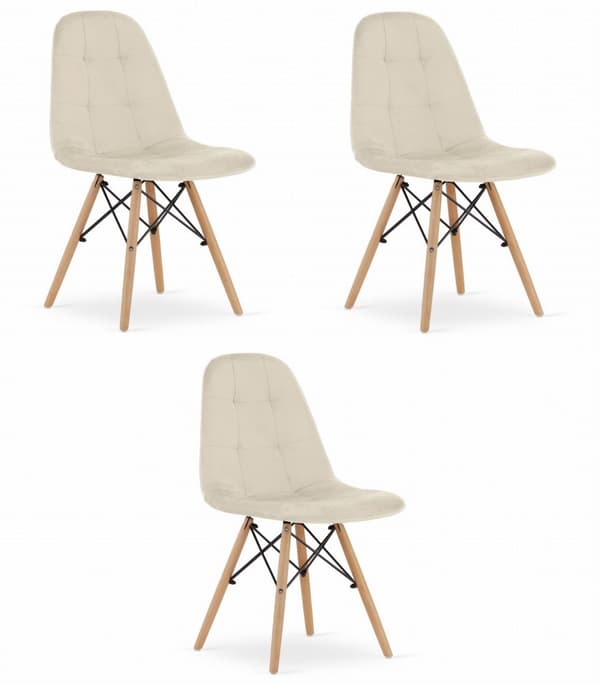 DUMO stol - beige sammet x 3