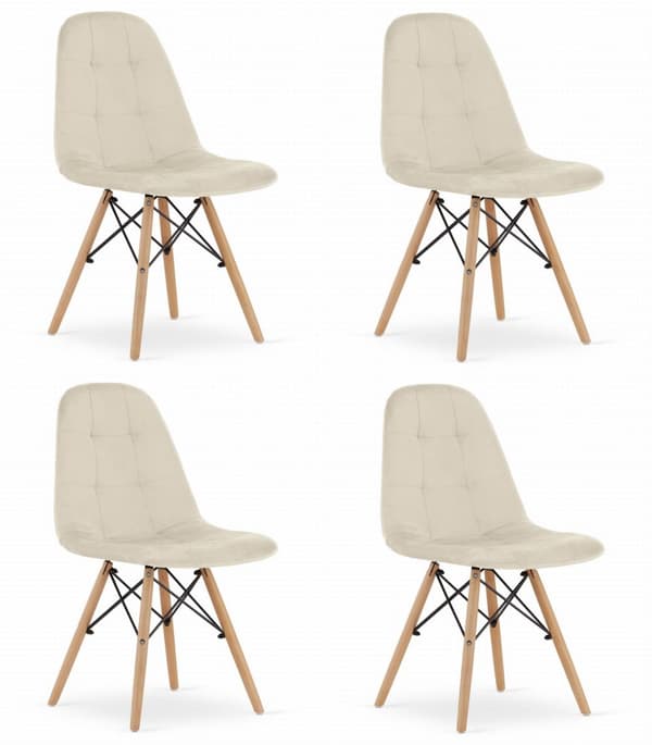 DUMO stol - beige sammet x 4