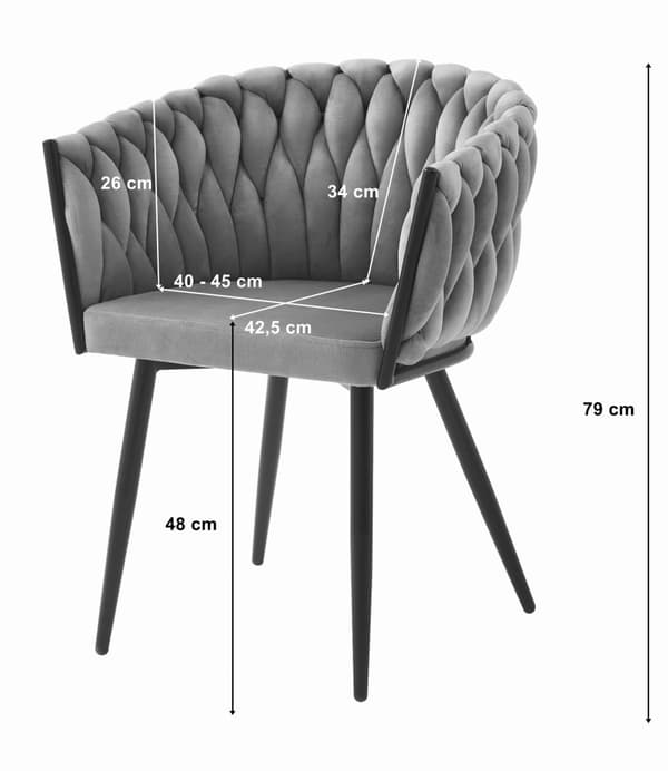 ORION stol - mörkgrå sammet x 1