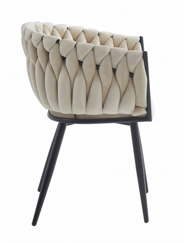 ORION stol - beige sammet / svarta ben x 1