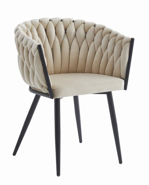 ORION stol - beige sammet / svarta ben x 1