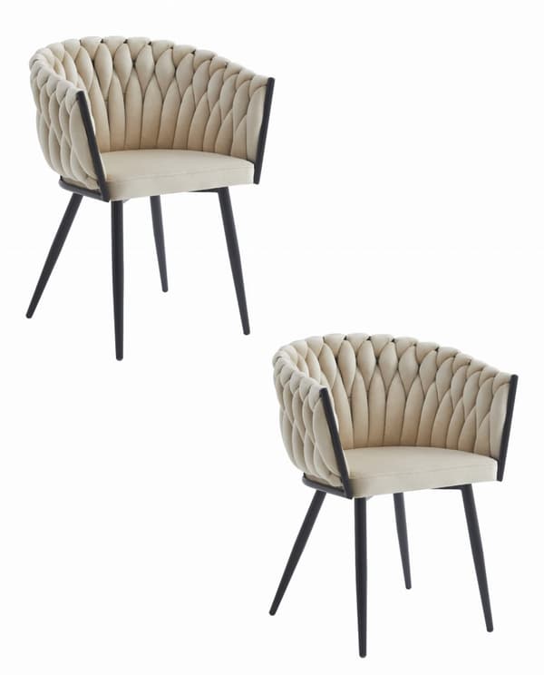 ORION stol - beige sammet / svarta ben x 2