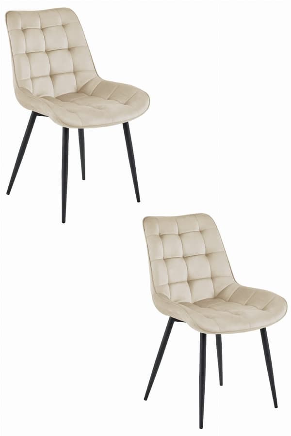 BERA stol - beige sammet/svarta ben x 2
