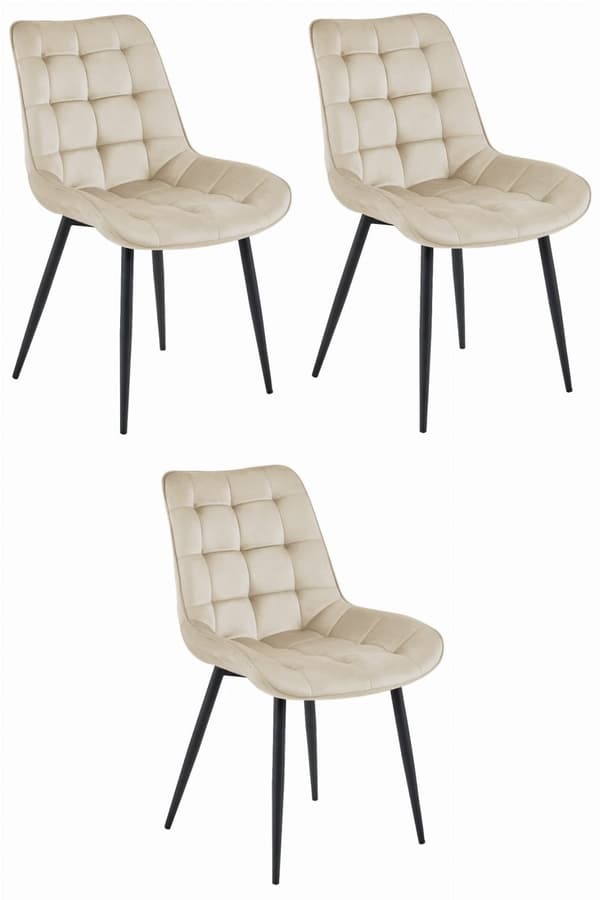BERA stol - beige sammet/svarta ben x 3