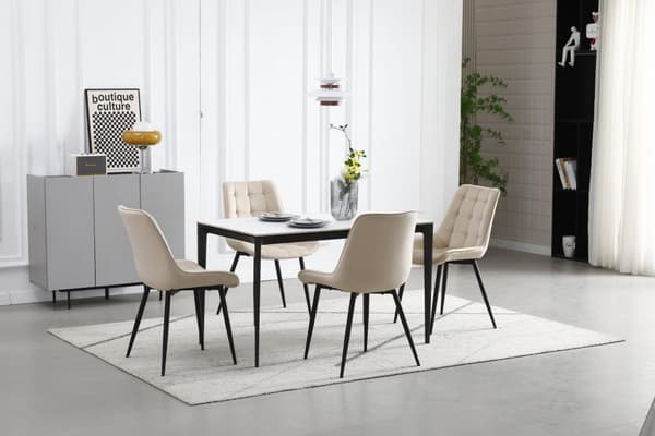 BERA stol - beige sammet/svarta ben x 4