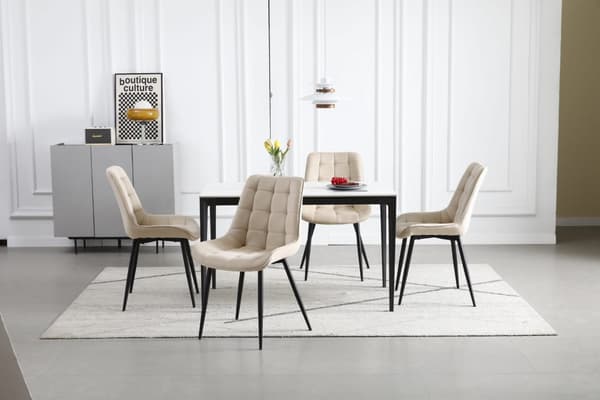 BERA stol - beige sammet/svarta ben x 4