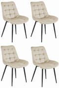 Miniatyrbild 1 av 9: BERA stol - beige sammet/svarta ben x 4