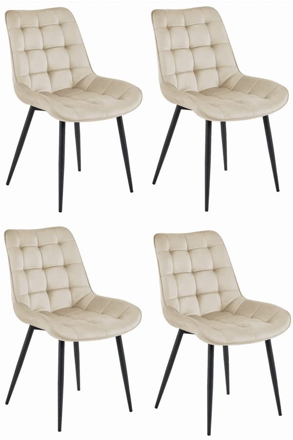 BERA stol - beige sammet/svarta ben x 4