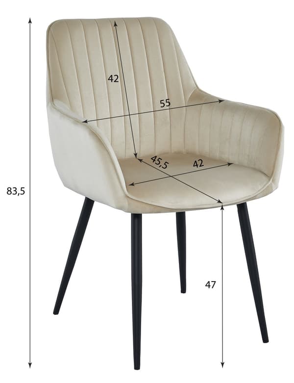 SOLDEN tuoli - beige sametti / mustat jalat x 1