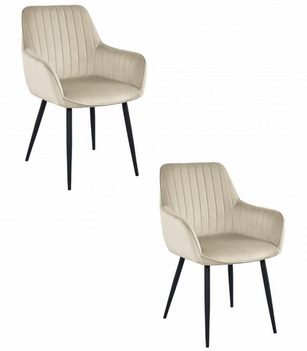 SOLDEN stol - beige velour / sorte ben x 2