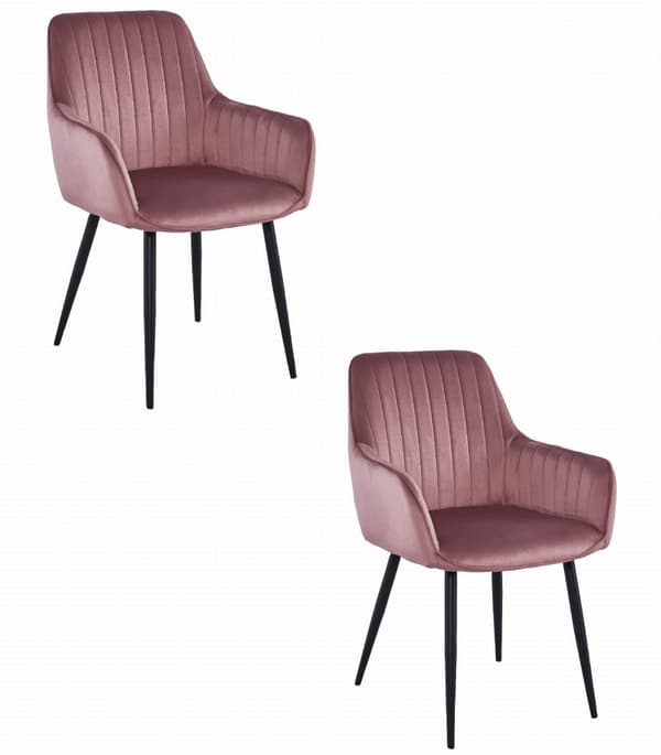 SOLDEN stol - pink velour / sorte ben x 2