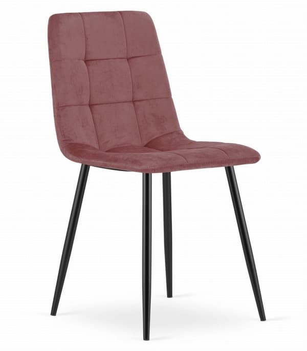 KARA stol - rosa sammet / svarta ben x 2