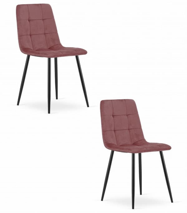 KARA stol - rosa sammet / svarta ben x 2