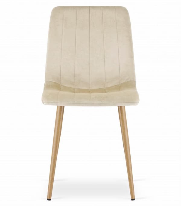 LAVA stol - ljusbeige sammet / träfärgade ben x 3
