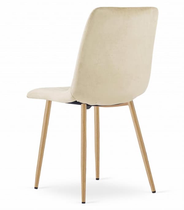 LAVA stol - ljusbeige sammet / träfärgade ben x 3