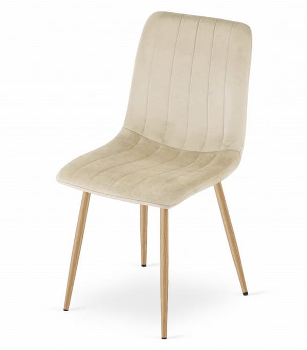 LAVA stol - ljusbeige sammet / träfärgade ben x 3