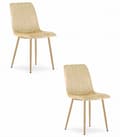 Miniatyrbillede 1 af 8: LAVA stol - beige velour / træfarvede ben x 2