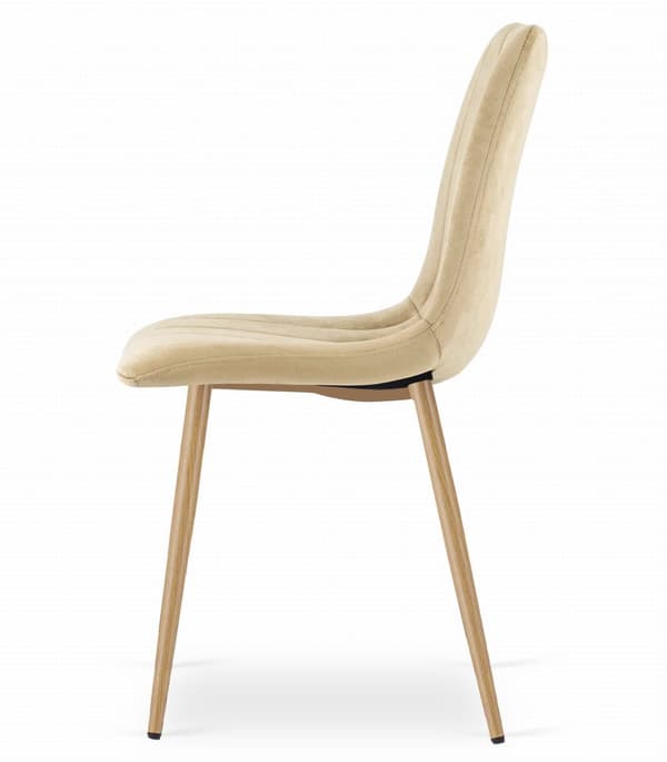 LAVA stol - beige sammet / träfärgade ben x 3