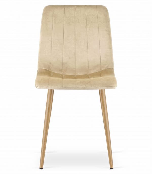LAVA stol - beige sammet / träfärgade ben x 3