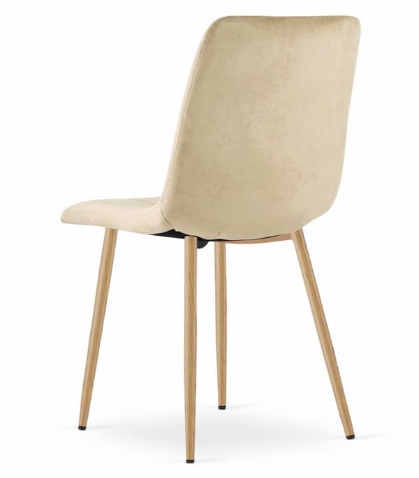 LAVA stol - beige sammet / träfärgade ben x 3