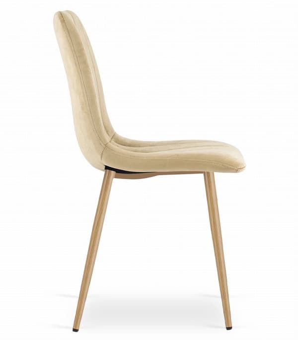 LAVA stol - beige sammet / träfärgade ben x 3